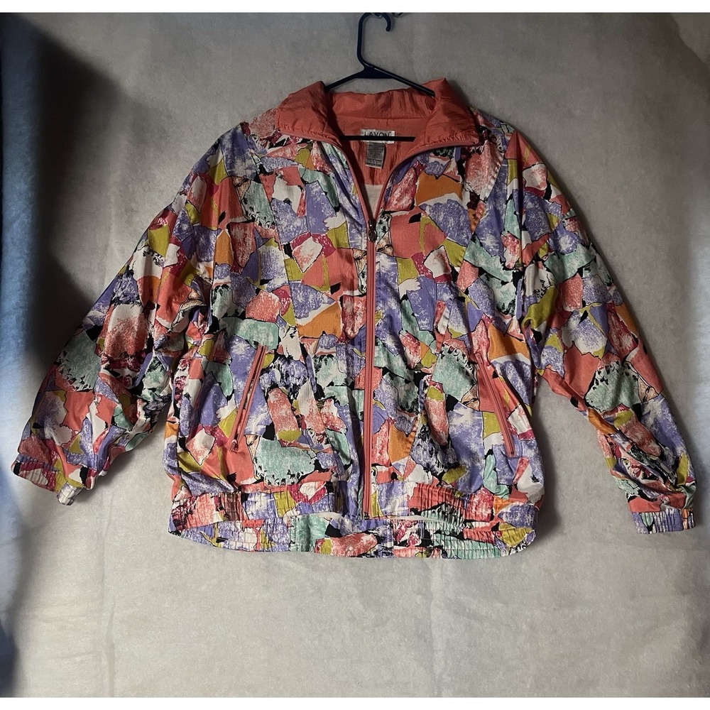 Vintage 80's Lavon Windbreaker Jacket Colorblock Pink Women's Size Small